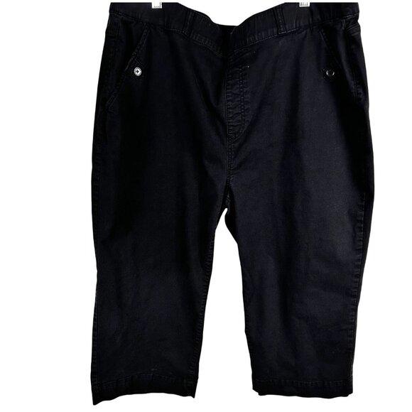 Terra & Sky 2X Relaxed Fit Cargo Pants With Button Pockets Womens Black - Picture 1 of 12